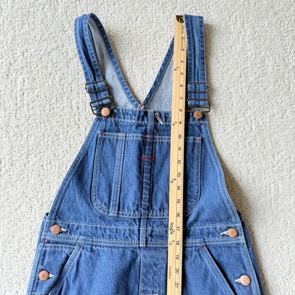 Doen Denim Overalls Shorts 28 Womens Blue Cotton Frayed Hem Pocket Casual - Picture 12 of 13
